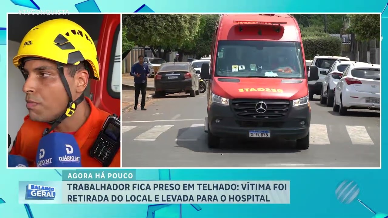 Agora há pouco: trabalhador fica preso em telhado e é levado ao hospital
