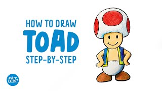 How To Draw Toad from Super Mario Bros | Easy Step-By-Step Drawing for Kids