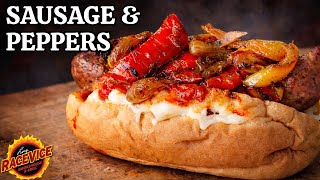 Backyard Cheesy Italian Sausage & Peppers on the Weber Kettle and Slate