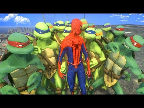 Spiderman vs Teenage Mutant Ninja Turtles ARMY - EPIC BATTLE