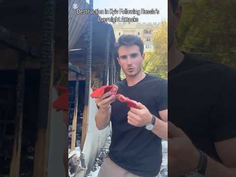 Destruction in Kyiv following Russia's overnight attacks #shorts