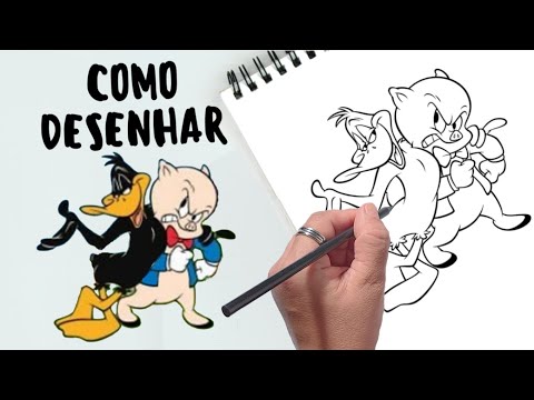 Como Desenhar LOONEY TUNES Patolino e Gaguinho - How to Draw Daffy Duck and Porky Pig from LOONEY
