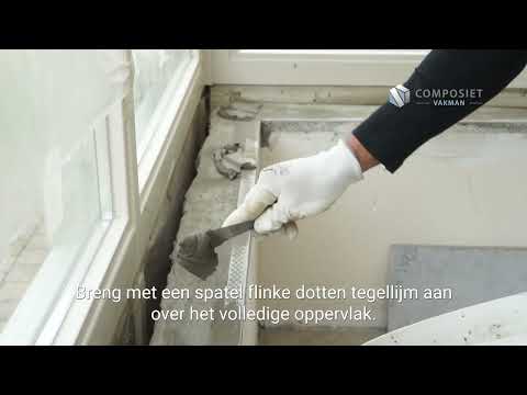 Vensterbank plaatsen - met tegellijm vóór stucwerk