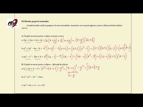 MATEMATICA, CLASA a 8 a, Descompuneri in factori