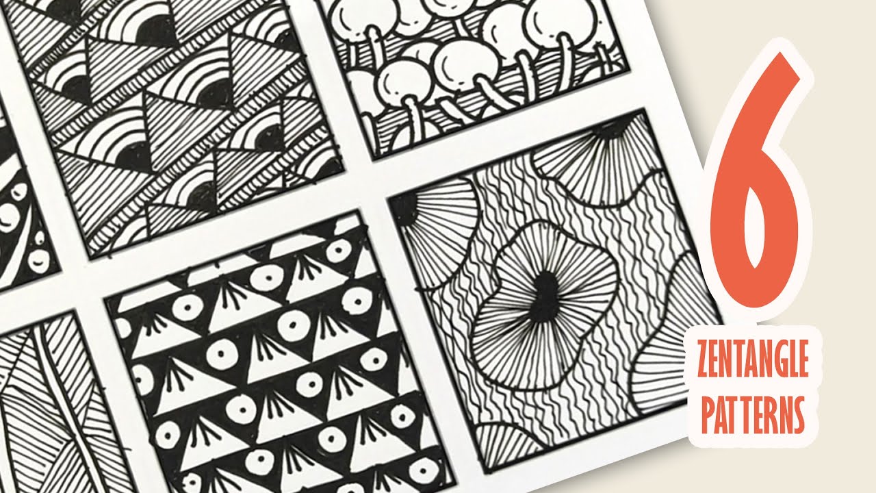 6 zentangle patterns 🌹 6 doodle patterns 🌹 6 patrones mandalas