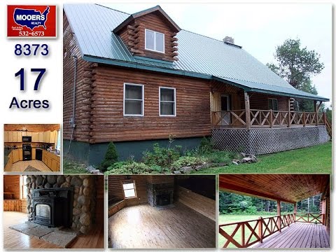 Maine Real Estate Log Home, 17 Acres ME Land MOOERS #8014