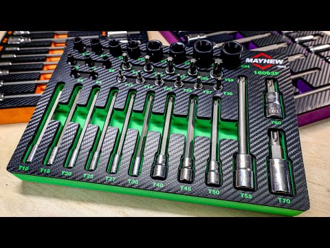 Mayhew Tools Foam Tray Master Socket Bit Sets in TORX®, Metric Hex, and Triple Square