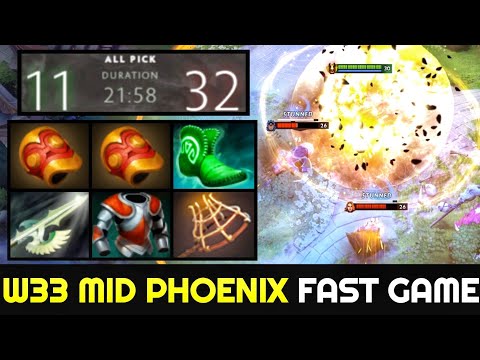 W33 Mid Fast Game destroyed Enemies with Phoenix Dota 2