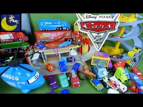 LOTS of Disney Cars 2 Toys! HUGE Cars Collection Lightning Mcqueen Tow Mater Playset Racetrack Toys