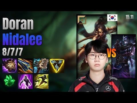 Doran Top Nidalee vs Shen lol KR solo rank Full Game 15.11 | 도란 니달리 vs 쉔