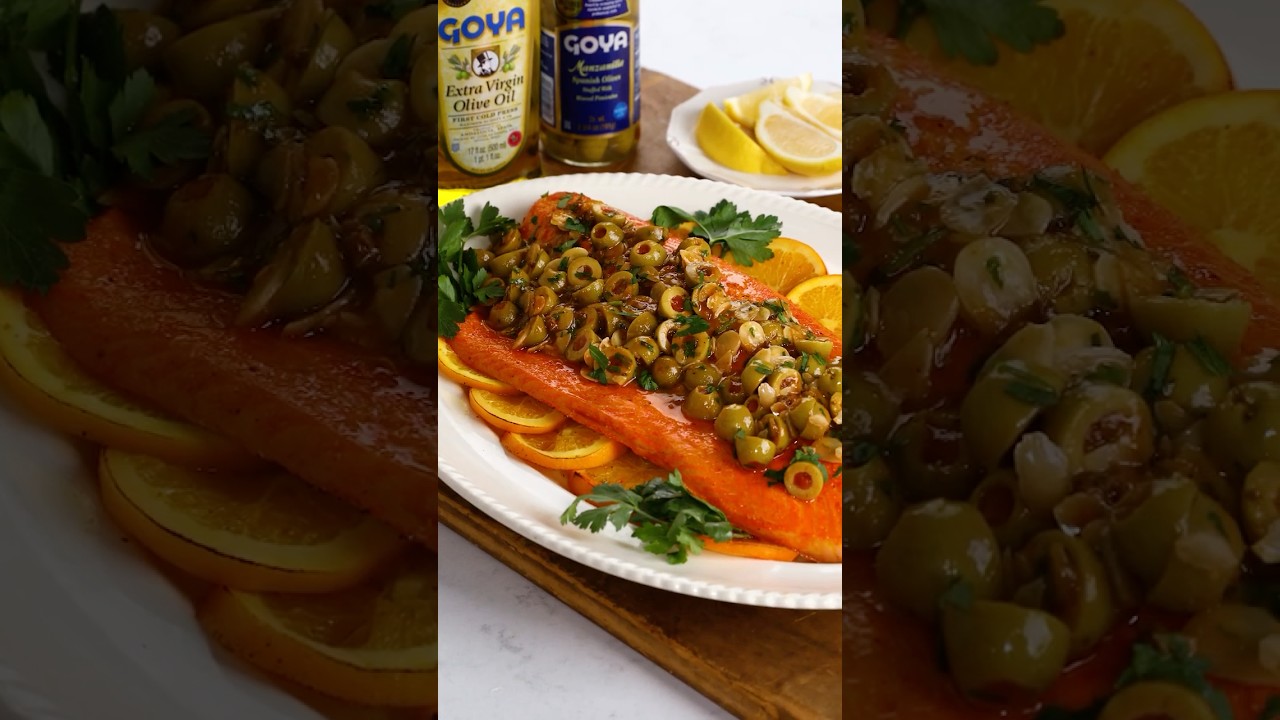 Salmón Horneado con Aceitunas y Almendras