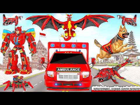 Flying Ambulance Dog Robot Car Rescue City Game - Android iOS Gameplay