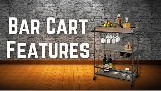 Zenvida Bar Cart, key features of our rolling bar cart with wine storage and glass holder.