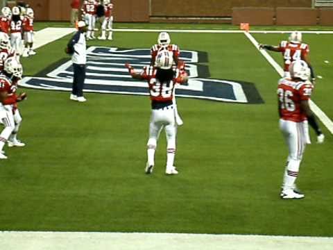 Sergio Brown #38 New England Patriots Defensive Back dancing during pregame warm up.