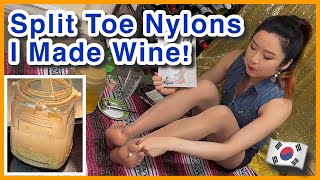 Wine Making Vlog in Split Toe Nylons - DIY How to Make Korean Rice Wine, Makgeolli, Tights Hosiery