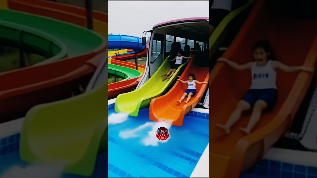 💥Amazing Bus Water Slides🫣🚍| #ai #automotiveedit #funny #amazing #waterslide #aiedits #trending #bus