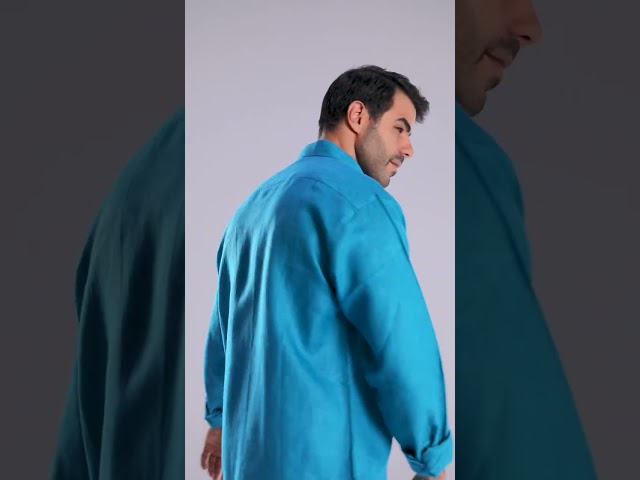 قميص فيروزي كتان رجالي كم طويل - Firuzi Linen Shirt
