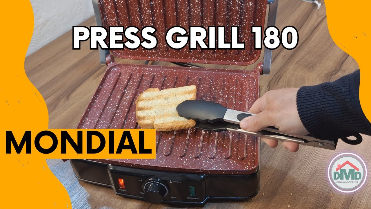 Press Grill 180 Com Revestimento RED CERAMIC 2 em 1 Mondial PG-02 - Unboxing e TESTES