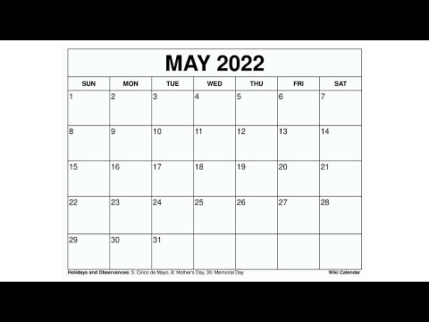 Printable May 2022 Calendar Templates with Holidays - Wiki Calendar