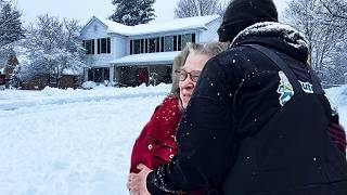 Elderly Lady INJURES KNEE while SHOVELING. Left in TEARS!