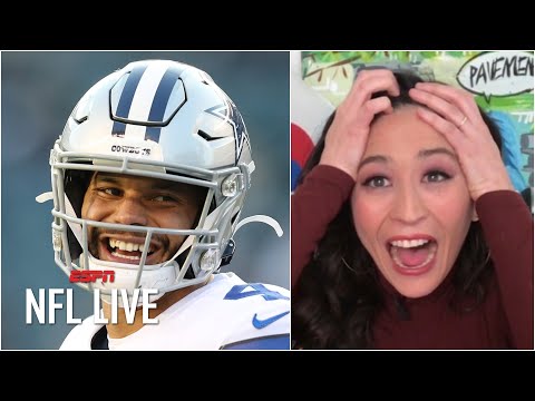 Mina Kimes 評論 Dan Orlovsky 對 Dak Prescott 的看法，以及一份關於 Dak-Russ 的交易提議！| NFL Live (Mina Kimes reacts to Dan Orlovsky's Dak Prescott take and a Dak-Russ trade proposal | NFL Live)