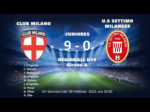 23-02-04 JUNIORES A:  CLUB MILANO  - U.S. SETTIMO MILANESE:  9 - 0