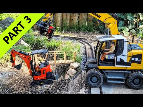 Bridge replacement. River cleaning. RC excavator Kubota Hutter U17 Liebherr A918, PART 3