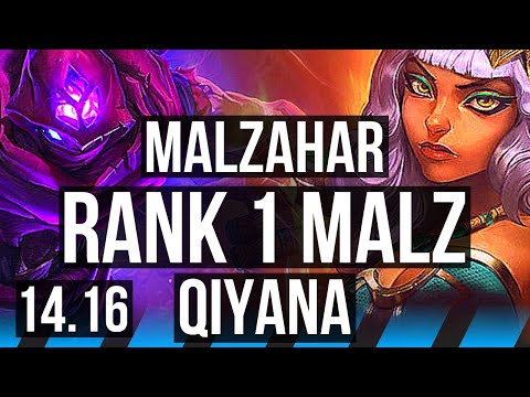 MALZAHAR vs QIYANA (MID) | Rank 1 Malz | EUW Challenger | 14.16