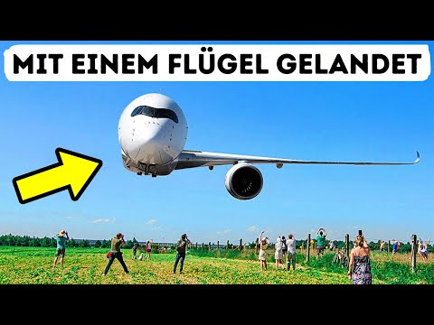 Flugzeug Landete Mit Nur Einem Flügel