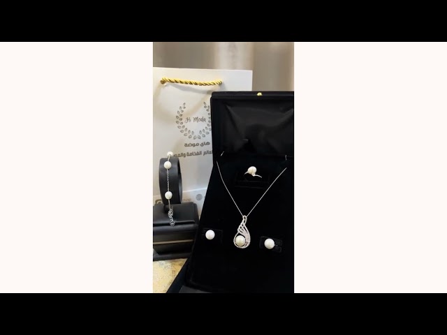 طقم فضة ولولو زراعي وزركون مميز