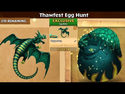 The Thawfest Egg Hunt Dragon 'COPPERTOP' Max Level 134 Titan Mode - Dragons:Rise of Berk