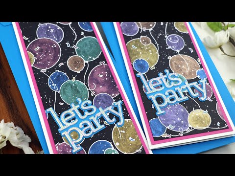 EASY Painting with Opal Watercolors Take 2 | SSS Party Balloons Slimline Cards