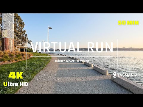 Virtual Running Video Hobart River Derwent Virtual Run 4k Treadmill Workout -Scenery - Tasmania