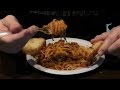 ASMR Eating Spicy Spaghetti Garlic Cheese Bread No Talking