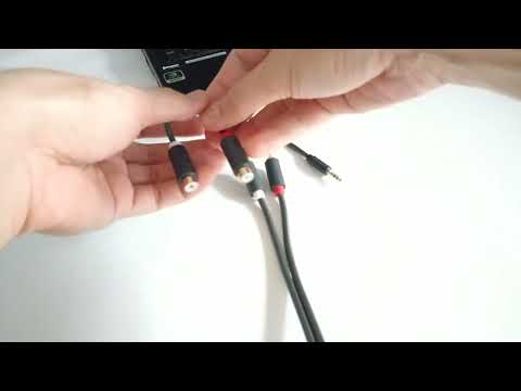How to deal with the RCA cable on the Fujitsu laptop with the 3.5mm male to 2 female RCA adapter