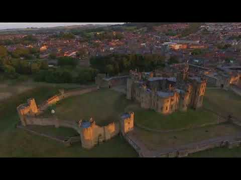 Alnwick castle with drone