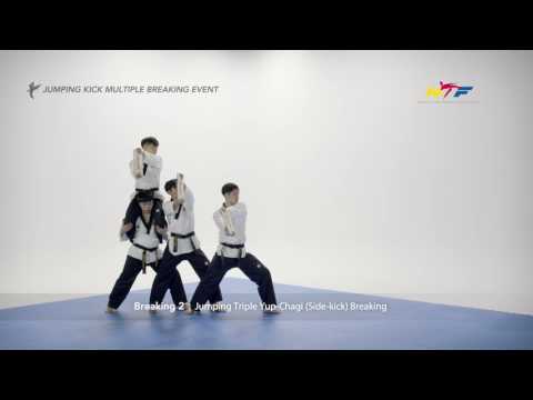 Jumping Triple Yup Chagi (Side Kick) Breaking