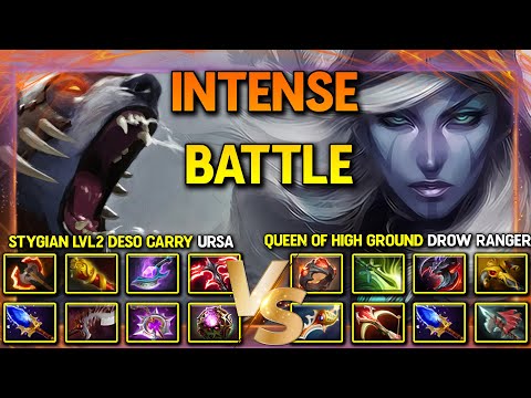 INTENSE LATE GAME BATTLE | Stygian Lvl2 Deso Carry Ursa Vs. Queen of High Ground Attack Drow Ranger