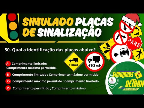 50 QUESTÕES DE PLACAS DE SINALIZAÇÃO - #detranmg2026 #simuladãodetran2026 #Simuladodetran2026