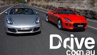 Jaguar F-Type v Porsche Boxster S Comparison | Convertible | Drive.com.au