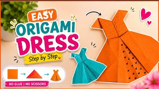 Easy Origami Paper Dress 👗 | Step by Step Tutorial | No Glue No Scissors | DIY Paper Craft