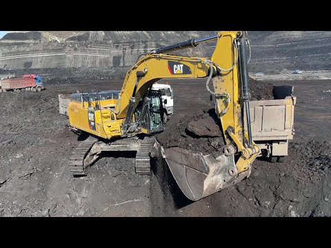 Caterpillar 352F Excavator Loading Mercedes & Man Trucks With Coal - Ascon Ltd