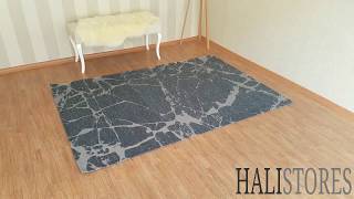 Modern Desenli Renkli Baskılı Halı SM 21 Mavi