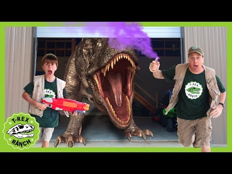 T-Rex Is Trapped! Giant Dinosaur Escape & Kids Pretend Play Dinosaurs Adventure with Nerf Toys