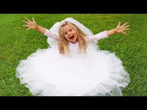 Diana dresses the wedding dress