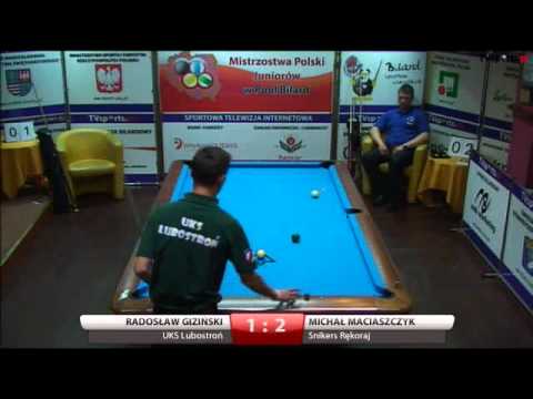 Mistrzostwa Polski Juniorów w Bilard 9 bil-Kielce 2014 Maciaszczyk Gizinski