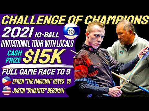 Epic match between Efren Reyes vs Justin Bergman at Challenge of Champions Invitational Tour