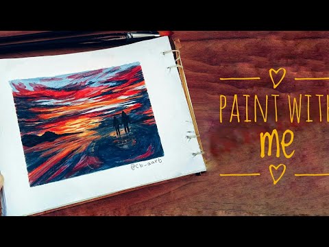 Seascape painting gouache painting easy painting for beginners landscape painting sunset painting