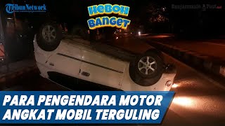 Download lagu Para Pengendara Motor Angkat Mobil seusai Terguling & Tabrak Pembatas Jalan di Surabaya mp3