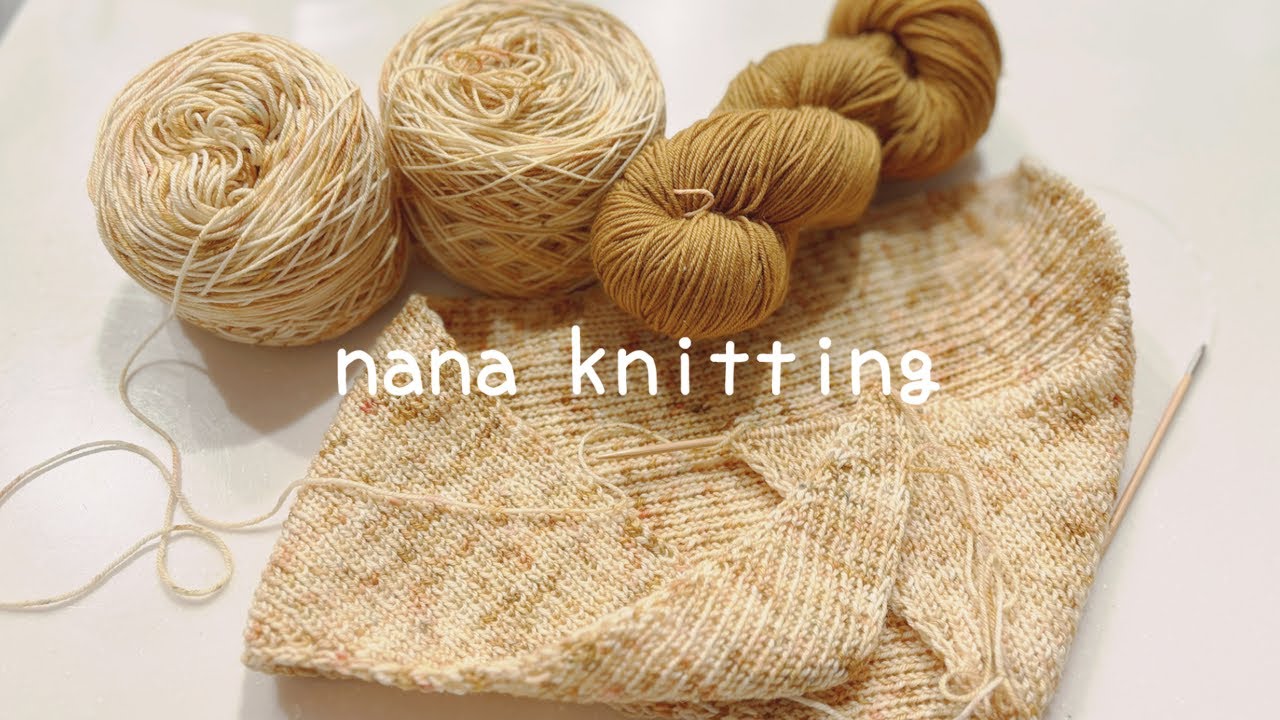 編み物🧶手染め糸で新フリルショールの試し編み☺️#編み物 #knitting #nanaknitting 